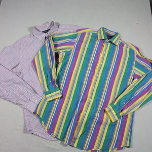 Lot of 2 Vtg Polo Ralph Lauren Button Up Shirt Men's L Classic Fit Long Sleeve